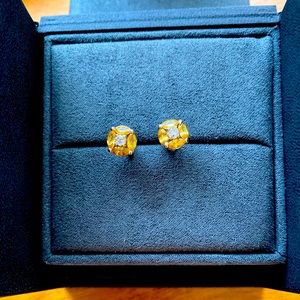 YELLOW SAPPHIRE & DIAMOND MARQUISE STUD EARRINGS